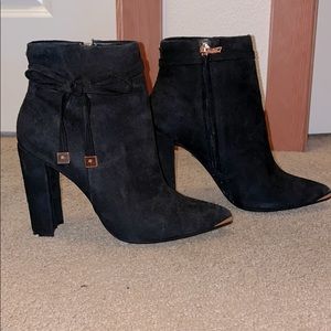 Black suede booties